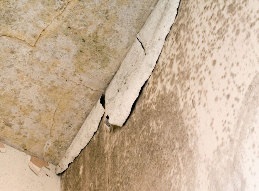 Humidité maison - moisissure noire mur et plafond